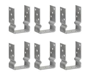 Fence Anchors U-Shaped 6pc Silver 10x6x15cm Hot-dip Galvanised Steel Garden Post