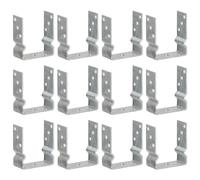 Fence Anchors U-Shaped Silver 12x6x15cm Galvanised Steel. Heavy Pre-Drilled 12pc