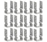Fence Anchors U-Shaped Silver 8x6x15cm Hot-Dip Galvanised Steel 12pc Ground Set