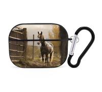 Fence and Horse AirPods Pro Case Cover with Keychain Ring PC Hard Shell Protective Case for AirPods Pro 2nd for Women Men Generation Easy Open Full Drop Protection Cover Black-Style