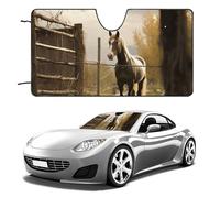 Fence and Horse Car Windshield Sun Shade Keep Car Interior Cool 51"x28" Folding Front Window Sun Shade, Heat Shield for SUV, Truck, Blocks UV