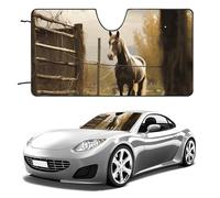 Fence and Horse Car Windshield Sun Shade Keep Car Interior Cool 55"x30" Folding Front Window Sun Shade, Heat Shield for SUV, Truck, Blocks UV