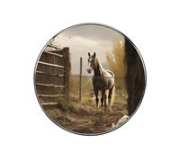 Fence and Horse Fridge Sticker Funny Fridge Magnets Novelty Round Fridge Magnets Reusable for Whiteboard, Locker, Kitchen, Office- Strong Decor Magnetic Stickers