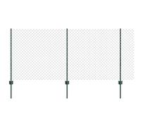 Fence and Posts Green 1 x 10 m, Robust Steel, UV-Resistant, Weatherproof, for Garden and Patio, Protective Roll