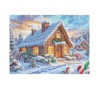 Fence Cottage Snowy Scene 500 Piece Jigsaw Puzzle for All Ages Idea Quality Time Cardboard Home Decor Accent 500 PCS
