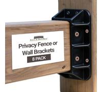 FENCE & DECK RITE Privacy Fence or Wall Brackets, fits Standard 2X 4 railings (Actual 1 ½” x 3 ½”) Reinforced Black Polypropylene. 8 pcs