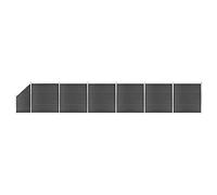 Fence Element Set WPC 1138 x (105-186) cm, Black, Durable Privacy Fence with Aluminium Profile, Flexibly Expandable for Garden and Balcony
