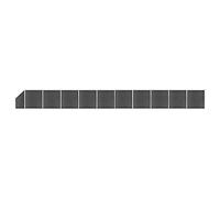 Fence Element Set WPC 1830 x (105-186) cm, Black, Durable Privacy Fence with Aluminium Profile, Modular Design for Garden and Balcony