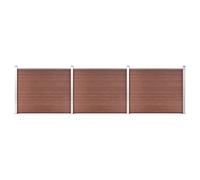 Fence Element Set WPC 526 x 146 cm Brown Garden Fence Made of Wood-Plastic Composite with Aluminium Profile, 21 Fence Boards, 4 Posts, Decorative Garden Fence Panels for Privacy and