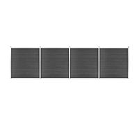 Fence Element Set WPC 699 x 186 cm Black Garden Fence Made of Durable Wood-Plastic Composite with Aluminium Profile, 36 Fence Boards