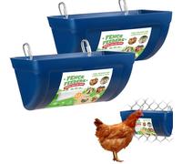 Fence Feeder Chicken Hanging Feed Trough Poultry Waterer Bucket Feeding Container with Clips for Livestock Goat Feeder Supplies 2 Pack