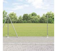 Fence for the yard, wire mesh fence, privacy fence, privacy fence, fence with posts, silver, 1.2 x 25 m, steel, for public, commercial areas, park, area demarcation