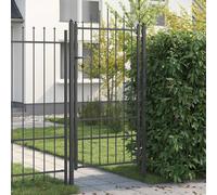 Fence Gate 100x175cm Black Metal Powder-Coated Lockable Anti-Climb Outdoor New