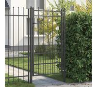 Fence Gate 100x175cm Black Steel Powder-Coated Anti-Climb Lockable CorrosionRes