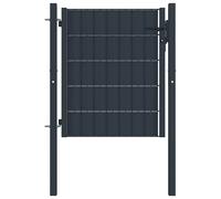 Fence Gate Anthracite PVC & Steel 100x100 cm Adjustable 97-102 cm 3keys Lockable
