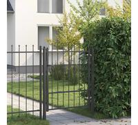 Fence Gate Black 100x125cm Metal Powdercoated Anti-Climb Lockable Outdoor Secure