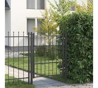 Fence Gate Black Metal 100x125cm Lockable Anti-Climb Powder Coated Outdoor Fence