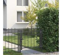 Fence Gate Black Metal 131x104cm Powder-Coated Lockable Anti-Climb Garden Secure