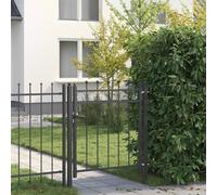 Fence Gate Black Metal 156x104cm Powder-Coated Lockable Anti-Climb Outdoor Heavy