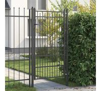 Fence Gate Black Metal 223x104cm Powder-Coated Anti-Climb Lockable for Garden UK