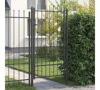 Fence Gate Black Metal 230x104cm Powder-Coated Lockable Anti-Climb Heavy Outdoor