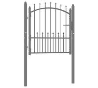 Fence Gate Black Powdercoated Steel 104x150cm Arched Top Security Gate with Keys