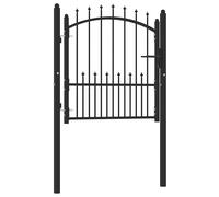 Fence Gate Black Powdercoated Steel 104x150cm Arched Top Security Gate with Keys