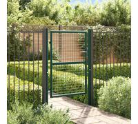 Fence Gate Green Powder-Coated Steel 100x125cm Lockable w/3 Keys Adjustable 2pcs