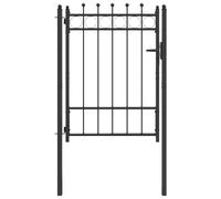 Fence Gate HORST Black Metal Modern Outdoor Barrier Security Entry vidaXL
