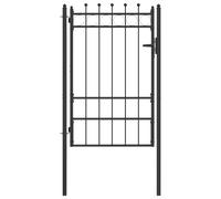 Fence Gate HORST Black Metal Modern Outdoor Barrier Security Entry vidaXL