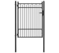 Fence Gate with Lock BAARLO Black Metal Modern Outdoor Fencing Property vidaXL