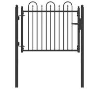 Fence Gate Black Powder-Coated Metal 130 x 104 cm. Anti-Climb Lockable Security