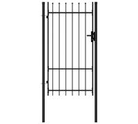 Fence Gate Powder-Coated Steel Black 1x1.75m Spike Top Arched 3-Key Secure Bolt