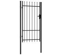 Fence Gate Single Door with Arched/Spike Top Steel Black Multi Sizes vidaXL