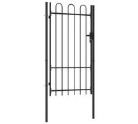 Fence Gate Single Door with Arched/Spike Top Steel Black Multi Sizes vidaXL