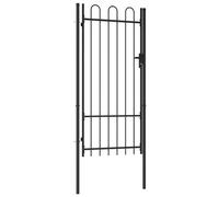 Vidaxl Fence Gate Single Door With Arched Top Steel 1X2 M Black