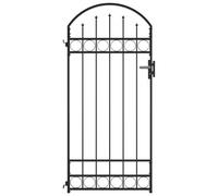 Fence Gate with Arched Top Steel 89x200 cm Black