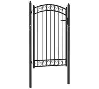 Fence Gate with Arched Top Steel Entrance Gate Green/Black Multi Sizes vidaXL
