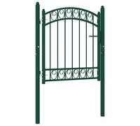 Fence Gate Arched Top 100x150cm Powder-Coated Steel Green with Posts&Lock Keyed