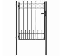 Fence Gate with Lock HORST Black Metal Modern Outdoor Security Garden vidaXL