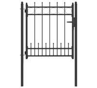 Fence Gate Black 100x100 cm Steel Powder-Coated Lockable Anti-Climb for gardens