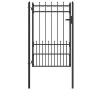 Fence Gate Black Steel 100x150cm Powder-Coated Lockable Anti-Climb for Gardens