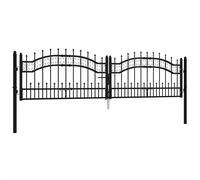 Fence Gate with Spear Top Black Powder-coated Steel Fence Multi Sizes vidaXL
