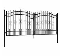Fence Gate with Spear Top Black Powder-coated Steel Fence Multi Sizes vidaXL