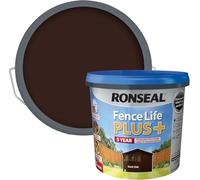 Fence Life Plus+ 5L - Dark Oak - Durable Shed & Fence Paint - One Coat, Weatherproof & Fade-Resistant - UV Protection - Lasts Up to 5 Years - for All Exterior Wood