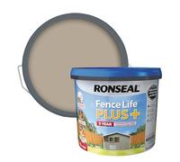 Ronseal Fence Life Plus Warm Stone Matt Multi-Surface Exterior Wood Paint, 9L Tub