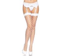 Sexy white nylon mesh tights - Taille: One size -1, Couleur: White