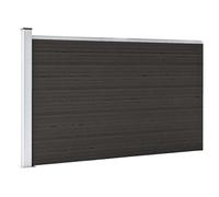 Fence Panel 180x105cm Black WPC Privacy Slatted Modular Garden Barrier with Top.