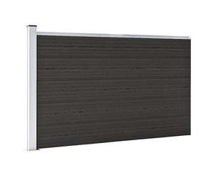 Fence Panel 180x105cm Black WPC Privacy Slatted Modular Garden Barrier with Top.