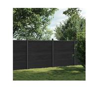 Fence panel 353x186 cm Grey WPC with aluminium posts eco durable privacy screen